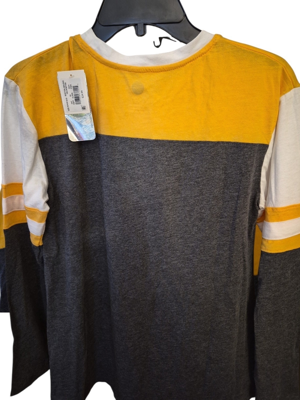 NWT - NHL Bruins Long Sleeve Shirt - Yellow, Charcoal & White. Very Soft - Picture 2 of 5